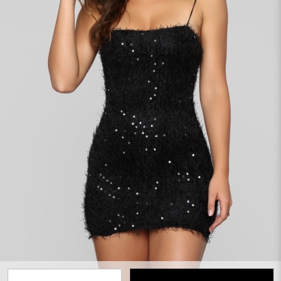 Fashion Nova Dresses & Skirts - Fashion Nova Black Sequin and fuzzy mini dress